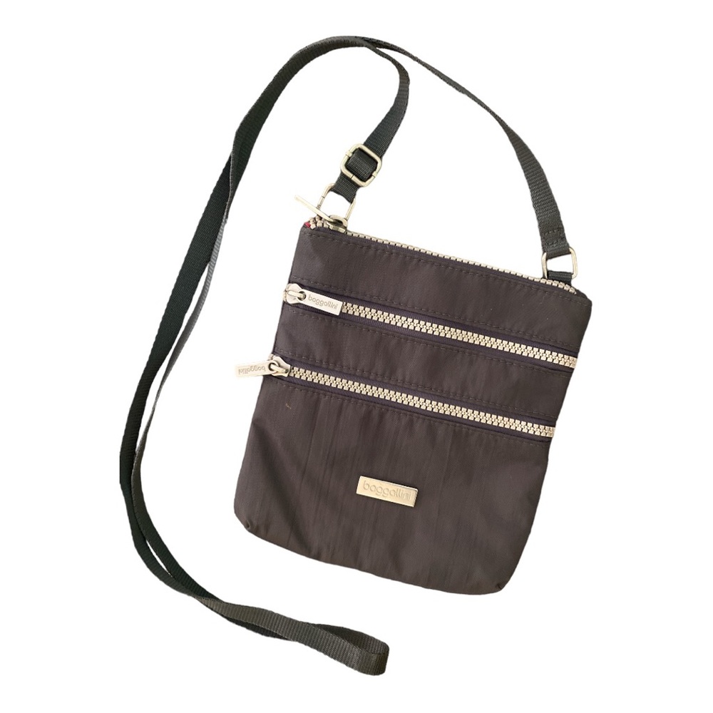 NWOT Baggalini Slate Gray Nylon Sporty Crossbody Bag 5” x 6”